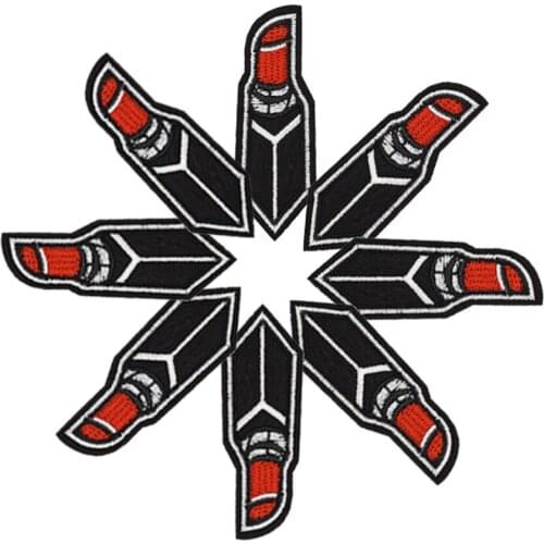 Diy patches for clothing iron embroidered Lipstick patch applique iron on patches sewing accessories badge stickers on clothes