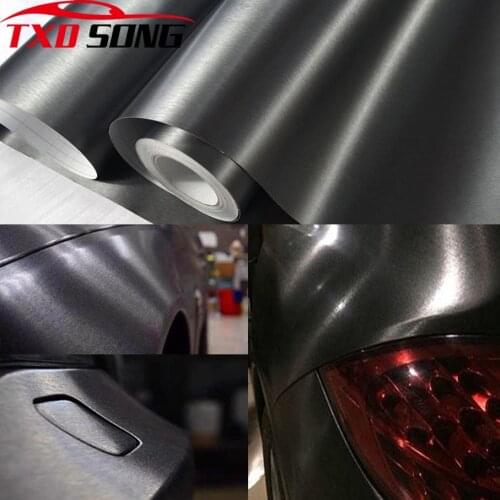 The newest Black dark grey silver Metallic Brushed Aluminum Vinyl car Wrap Film car sticker auto foil decoration