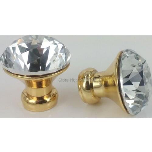 New 10pcs 30mm K9 Crystal Cabinet Knobs Chest Handels Furniture Drawer Handles Wardrobe Pulls Cupboard Shoes Box Knobs
