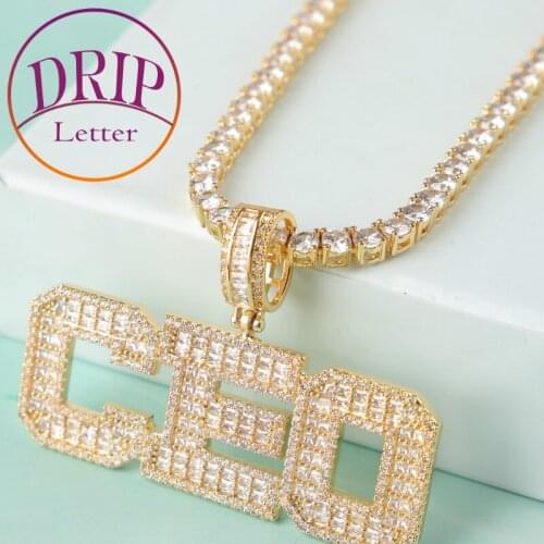 Big Zircon Baguette letters Custom Name Pendant For Man 5a Stone Hip Hop Street Rock Jewelry