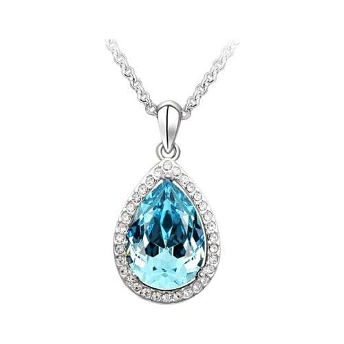 JS N042 Teardrop Necklace White Gold Color Designer Jewerly Women 2014 Silver Jewelry Fashion Bijouterie Cute Necklace