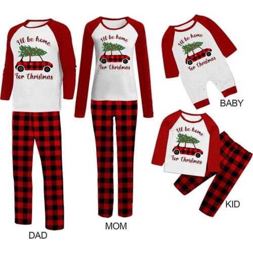 Autumn and Winter New Dad Mom Kids Pajamas Sets Home Wear Christmas Car Pattern Print Family Matching Outfits Dropshipping