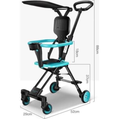 Portable Baby Cart Reversible Four Wheels Baby Stroller 2 In 1 Folding Baby Dinning Chair Newborn Baby Bassinet Carriage 6M-3Y
