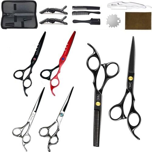 Professional Japan 440C 6'' Haircut Scissor Stainless Steel Thinning Barber Cutting Shears Hairdresser Scissors Barbershop Set