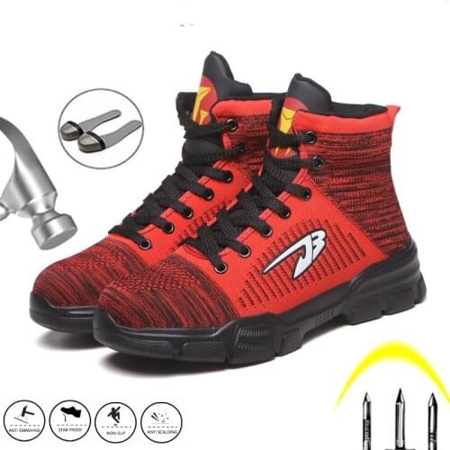 Work Safety Boots Men Shoes Sneakers Breathable Anti-Smashing Lightweight Work Boots Indestructible Sneakers with Steel Toe Cap