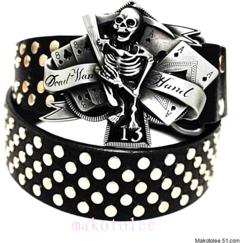 Fashion mens rivet belt punk belt devil palm skull belt ghost hand rivet trend Hip hop belts Nightclub wild Heavy metal style
