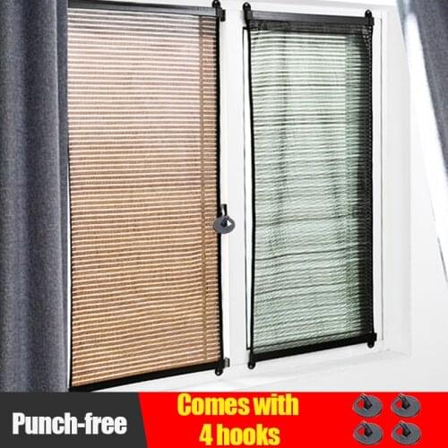 60.5cm Shade Roller Blinds Sun Block Durable Sticky hook Cover Curtain Black Universal Bathroom Balcony Shades Blind Home Office