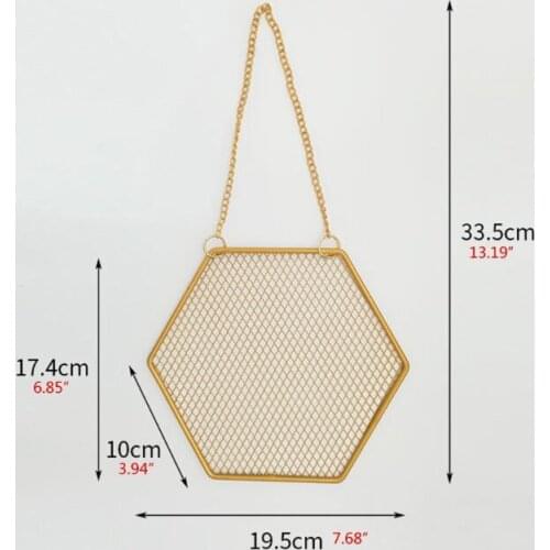066C Hexagon Metal Grid Shape Earring Holder Wall Hanging Exquisite Jewelry Display Stand with Hooks for stud Earring Dangle