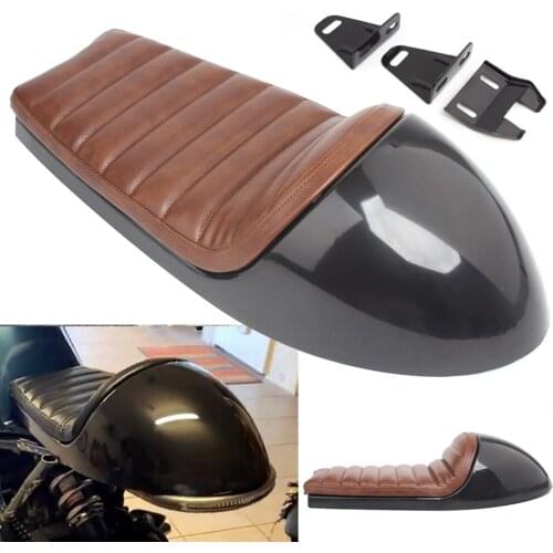 Universal Retro Motorcycle Seat Pan Base Brown Vintage Saddle Scrambler Cushion For Honda Yamaha Kaeasaki Truimph Ducati BMW
