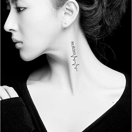 Waterproof Temporary Tattoo Sticker Black Devil Doesn't Sleep English Letters Tatoo Fake Tatto Neck Wrist For Woman Men
