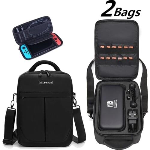 2-in-1 Big Capacity EVA Hard Carrying Storage Single Shoulder Bag Case For NS Switch Console Travel Bag Protective Cover Shell
