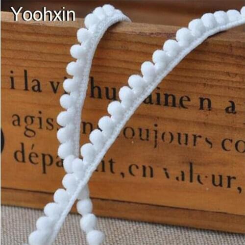 0.8cm Wide 2021 Luxury Cotton Embroidered flower lace fabric craft sewing DIY pompom trim applique Ribbon collar wedding supply