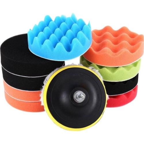 12X 5 Inch Buffing Waxing Polishing Sponge Pads Drill Adapter Kit for Car Polisher