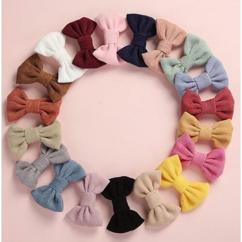 2018 Winter Corduroy BOW Hair Clip or Headband, Hand Tied Bow Nylon Headbands, Baby Shower Gift, Girls Hair Accessories