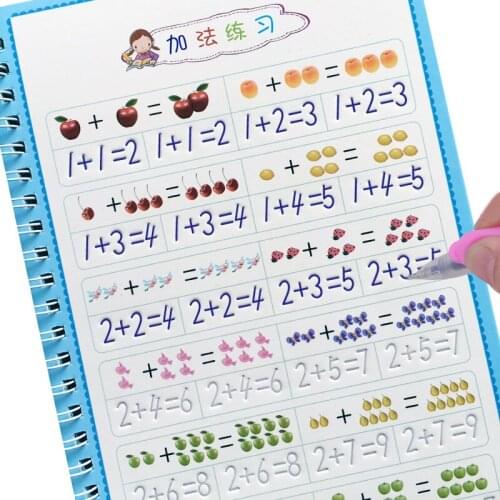 4 Pcs Reusable Children 3D Copybook For Calligraphy Learn Alphabet Painting Arithmetic Math Children Handwriting Practice Books