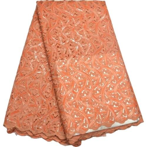 5yards/pc) pink African sequins organza lace fabric handcut mesh lace fabric with delicate embroidery for party dress OP63