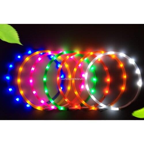 50PCS USB Charging Adjustable Pet Dog Collar Plastic Neck Collar for Dogs LED Rechargeable Night Flashing Luminous Dog Collars