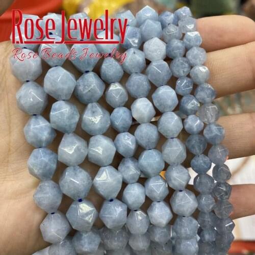 AAAAA Faceted Natural Aquamarines Stone Round Loose Beads 15" Inches 6 8 10mm For Jewelry Making DIY Bracelet Necklace Wholesale