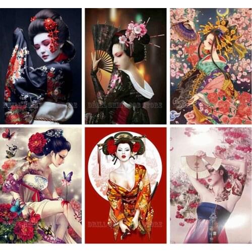 5D Diy diamond painting Japanese geisha Beauty picture of Full Drill diamond embroidery cross stitch mosaic Home Christmas Gift