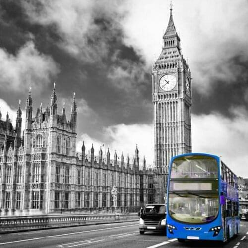 Diamond painting city landscape bus full square diamond art 5d diy mosaic craft decoration