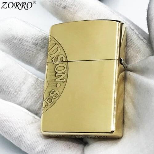Zorro Gasoline Lighter Pure Copper Brass Kerosene Lighter Fine Carving God Pattern Collection Metal Craft Men Gift