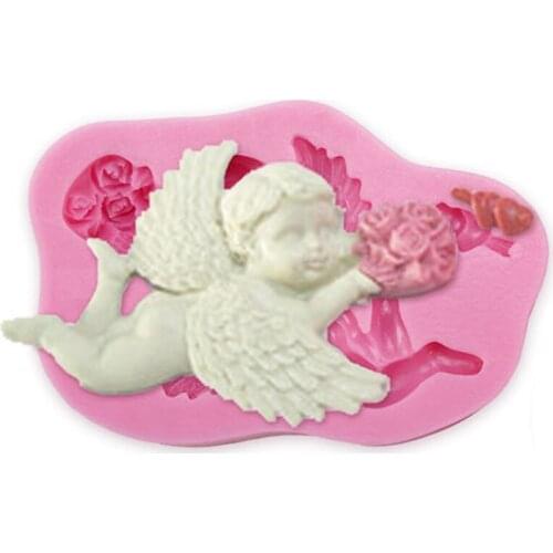 Free Shipping After Flower Angels Boy Cooking Tools Cake Decorating Silicone Mold For Baking Fondant Sugar Craft Pastry