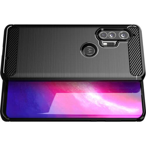 Carbon Fiber Phone Case For Moto One Pro One Action One Zoom Motorola P50 One Vision Z4 Edge Plus Luxury Soft Silicone Back Case