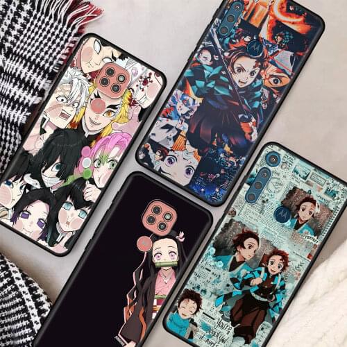 Anime Demon Slayer Phone Case For Motorola Moto One Fusion Plus G9 Play G8 Power Lite G30 E6s Hyper Edge Cover Black Shell