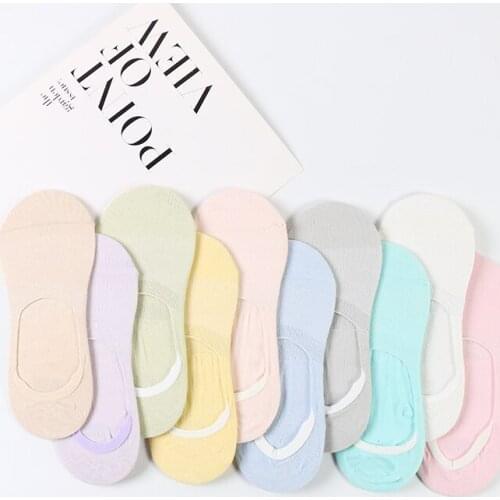 DONG AI 10 pairs/lot Solid Color Invisible Women Socks Summer Autumn Fashion Short Low Cut Sock Thin non-slip Boat Sox For Girls