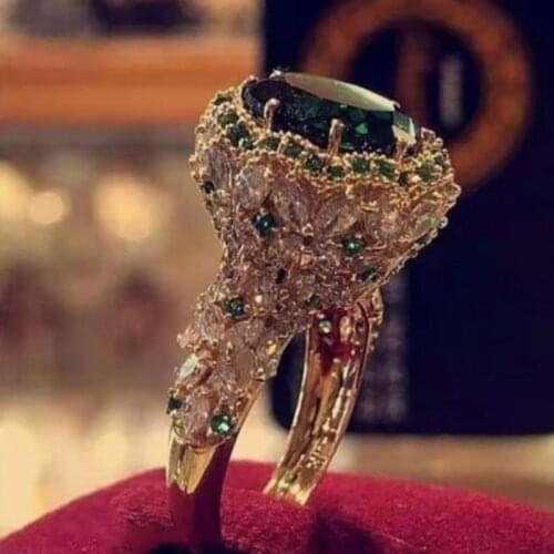 FFLACELL New Fashion Vintage Three-color Geometric Circle Inlaid Colorful Zircon Ring Female Party Engagement Wedding Jewelry