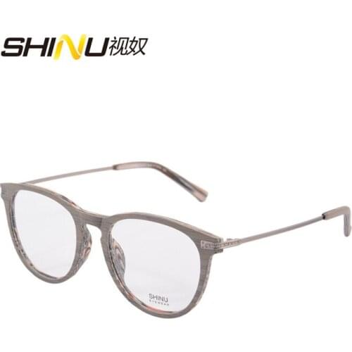 Imitation wood-grain eyeglases frame women vintage round glasses frame full rim with box case cloth Oculos de grau 5065