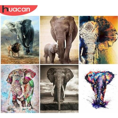 HUACAN Painting By Numbers Elephant Acrylic On Canvas Wall Art Unique Gift Picture By Numbers Animal For Living Room