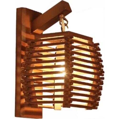 Classical Wood Wall Lamp Chinese Restaurant Wall Light Living Room Bedroom Bedside Wood Lamp Staircase Corridor Aisle Decor