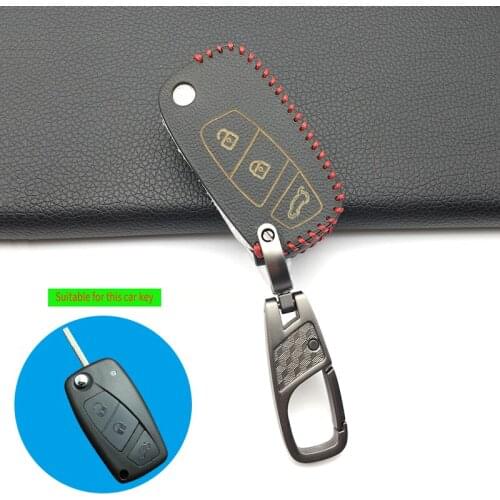 100% Leather Car Key Cover Case For Fiat / Panda / Stylus / Stitch / Doblo / Large / Bravo 500 Ducato / Minibus 3 Button Key Bag