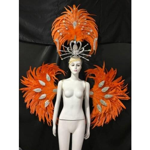 Red blue pink stage artificial feather dancer productivity sexy cabaret dance carnival dance clothes feather costumes for women