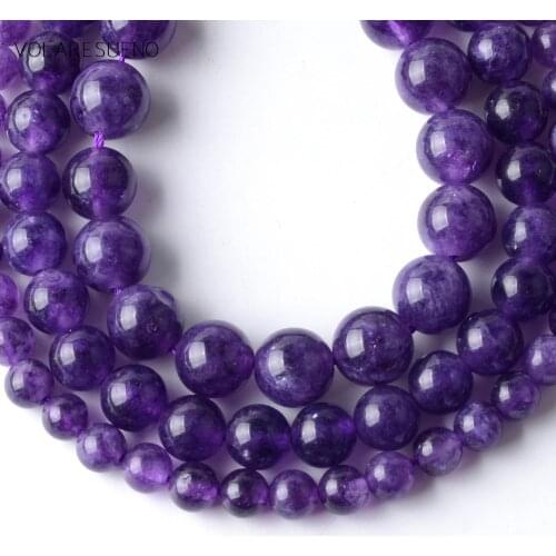 Amethysts Stone Natural Stone Purple Jades Round Beads For Jewelry Making 6/8/10mm Spacer Loose Beads Diy Bracelets Necklace 15"