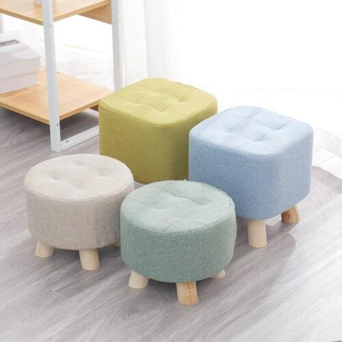 Round Stool Fabric Home Funiture Meubles Pour Enfants Stools Ottomans Wood Stool For Home Decoration kids Stools