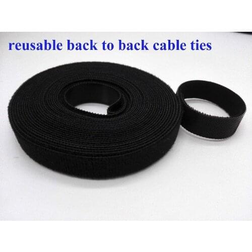 10mm*25M Hot Reusable nylon Cable Ties back to back tie strap Magic Tape hook loop fastener cable wire management thin hook ties