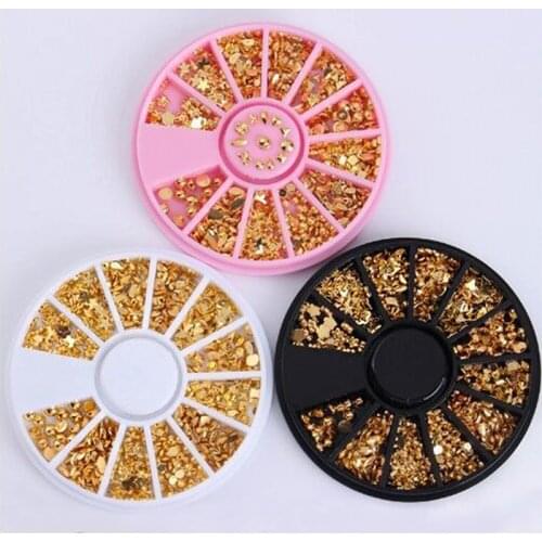 1 Box Nail Art Design Metal Rivets Jewelry Gold Star Moon Mixed Shapes Studs Beads DIY Nail Art Decorations Accessories Manicure