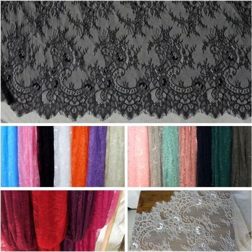 18 colours soft wedding dress french lace fabric ,eyelash chantilly lace fabric for headdress decorative materials