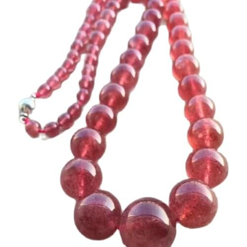 Natural Ice Red Strawberry Quartz Crystal Beads Woman Necklace 5-16mm AAAA