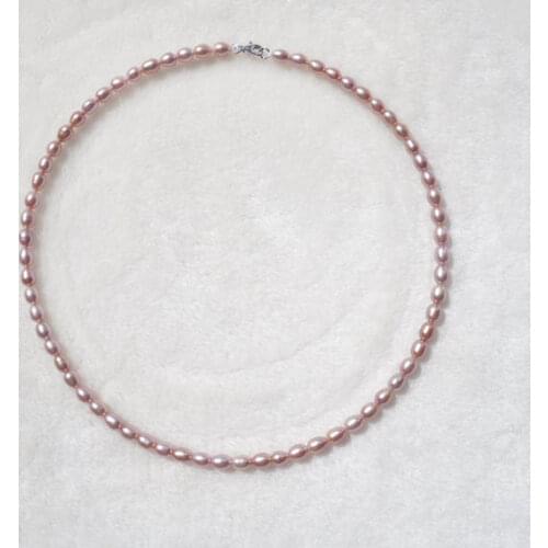 New natural freshwater 5-6MM pearl rice grain shape necklace wild simple 925 sterling silver clasp