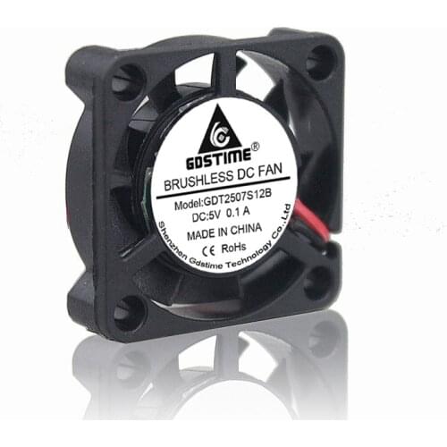 1Pcs Gdstime 25mmx25mmx7mm 2.5cm 0.98 Inch Small Axial Fan 5V 2Pin-XH2.54 Brushless Cooling Cooler Fan for Computer 3D Printer