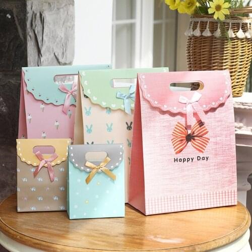 Birthday Wrapping Gift Bag Childrens Day Kindergarten Portable Paper Bag Wedding Souvenir Candy Jewelry Food Box Blue Purple