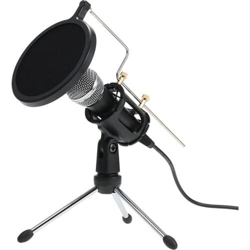 Professional Condenser Microphone for Computer Stand with Phone 3.5mm Audio Microfone Karaoke Microphone