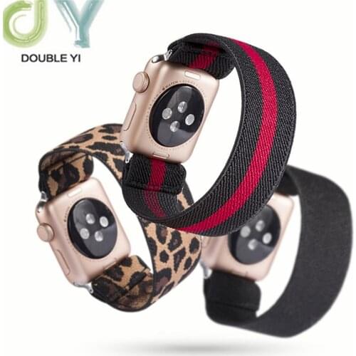 Leopard Stretchy Loop strap for apple watch band 40mm 38mm 44mm 42mm iwatch series 5/4/3/2/1 Double-Layer Stretch wristbelt