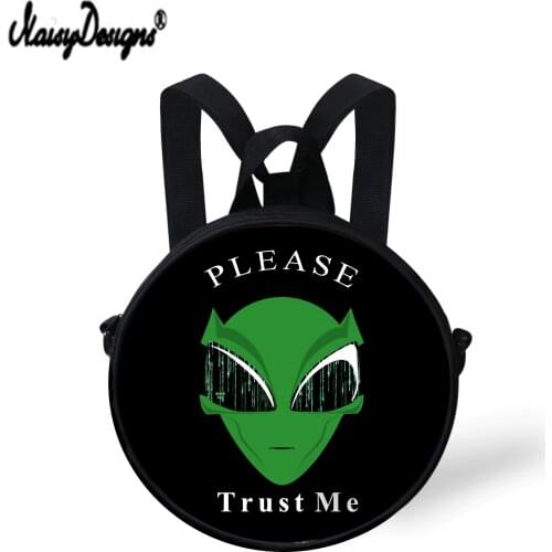 NOISYDESIGNS Funny Alien Head Printing Backpack for Toddler Kids Round Design Boys Girls School Bagpack Preppy Child Bookbags