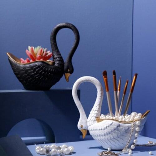 Nordic Swan Sculpture Sundries Storage Multifunction Candy Holder Jewelry Tray Fruit Dish Flower Pot Home Decoration NJ80514