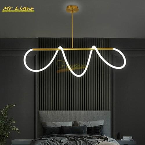 Modern LED Strip Pendant Lights Lighting Living Room Bedroom LOFT Pendant Lamp Indoor Decor Light Fixtures Kitchen Hanging Lamps