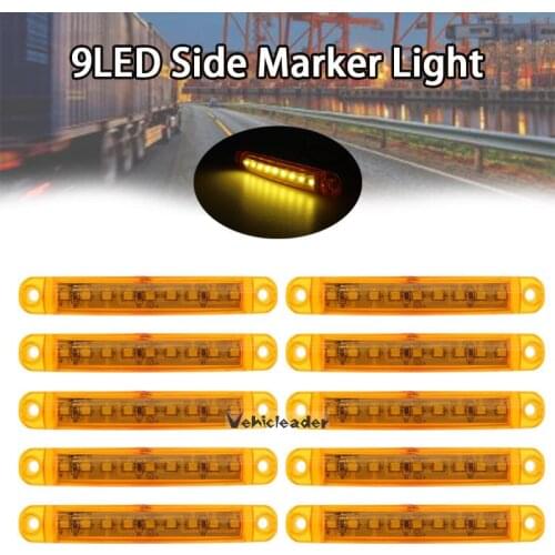 10x 9LED Bus Truck Trailer Truck 24V Amber LED Lights Side Marker Light Waterproof LED Light Tail Indicator Parking Light